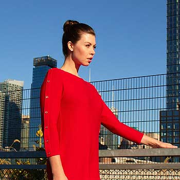 Woman in red dress