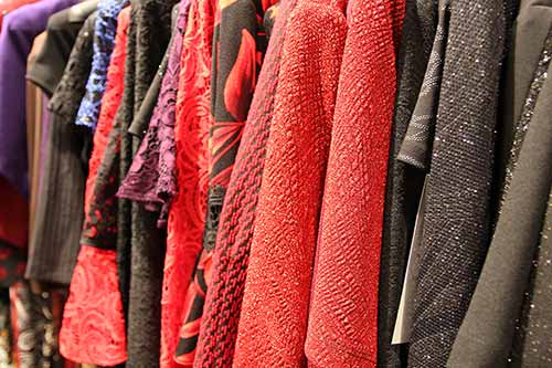 Dresses in a clothes rack